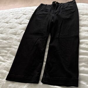 Anthropologie Maeve Black cropped, wide-leg pants. Cotton with a heavier weight